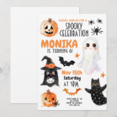 Halloween Ghost Cats Kinder Waterverf Verjaardag Kaart (Voorkant / Achterkant)