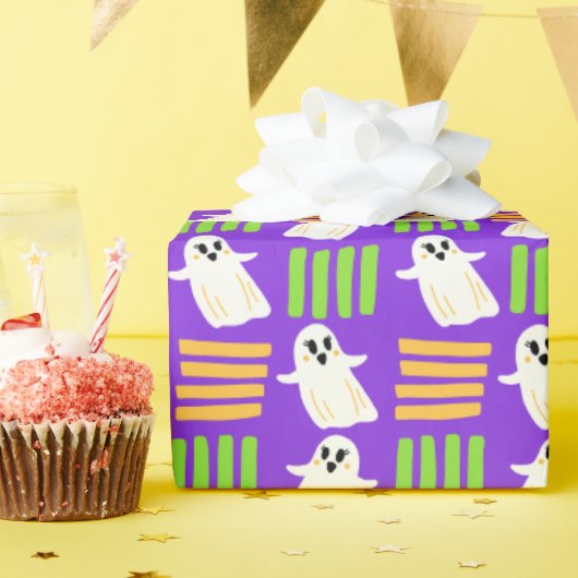 Halloween Ghost Checkered Tegel Cadeaupapier (Verjaardagsfeest)