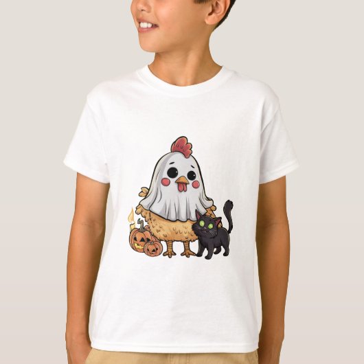 Halloween Ghost Chicken #2 Digitale kunst T-shirt (Voorkant)