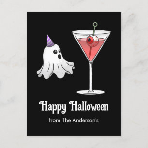 Halloween Ghost & Creepy Cocktail Feestdagenkaart