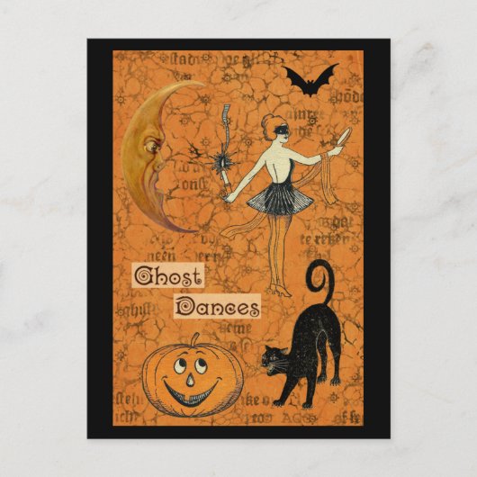 Halloween Ghost Dances Scary Moon Briefkaart (Voorkant)