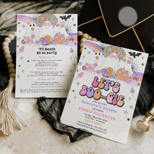 Halloween Ghost Disco Bachelorette Let's BOO-gie Kaart