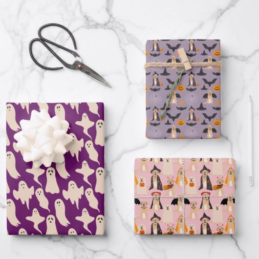 Halloween Ghost Dog Pumpkin Inpakpapier Vel (Voorkant)