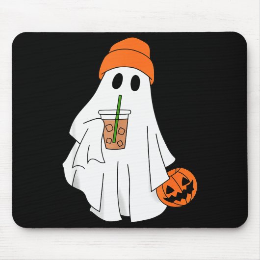Halloween Ghost Drinking Coffee Ghost Ice Coffee M Muismat (Voorkant)