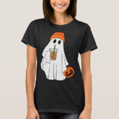 Halloween Ghost Drinking Coffee Ghost Ice Coffee M T-shirt (Voorkant)