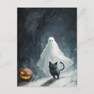 Halloween Ghost en Black Cat Briefkaart