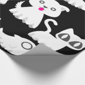 Halloween Ghost Ferret Dog Black Cadeaupapier (Hoek)