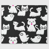 Halloween Ghost Ferret Dog Black Cadeaupapier (Vlak)