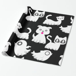 Halloween Ghost Ferret Dog Black Cadeaupapier