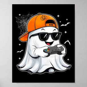 Halloween Ghost Gamer Scary Costume Gaming Mannen Poster