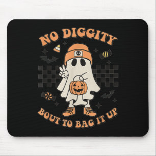 Halloween Ghost Geen waardigheid Bout To Bag It Up Muismat