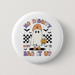 Halloween Ghost Geen Waardigheid Over Om Het Op Te Ronde Button 5,7 Cm