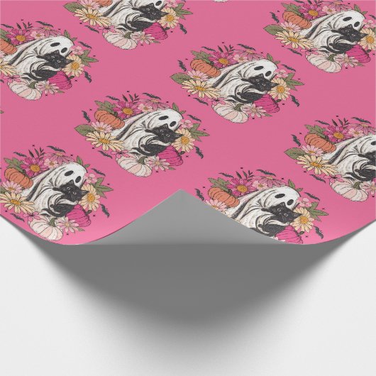 Halloween Ghost Girly Cadeaupapier (Hoek)