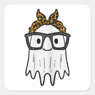 Halloween Ghost Glasses Schattige Vierkante Sticker