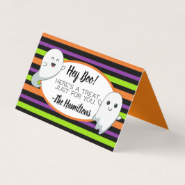 Halloween Ghost "Hey Boo" Treat Bag Topper Visitekaartjes