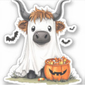 Halloween Ghost Highland Koe PNG Sticker (Voorkant)
