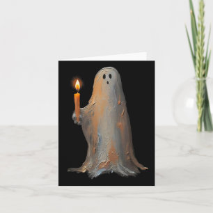 Halloween Ghost Holding Candle Spooky Kaart