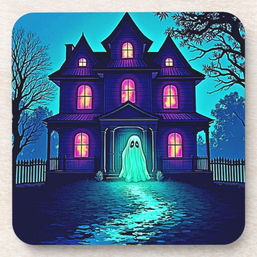 Halloween Ghost House ontwerp Bier Onderzetter (Voorkant)