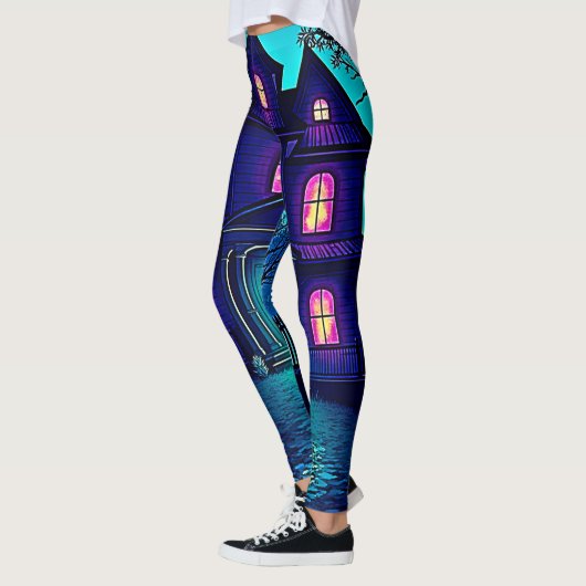 Halloween Ghost House ontwerp Leggings (Links)