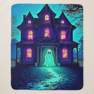 Halloween Ghost House ontwerp Sherpa Deken
