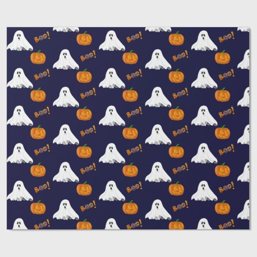 Halloween Ghost Jack O' Lantern Patroon Cadeaupapier (Vlak)