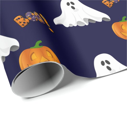 Halloween Ghost Jack O' Lantern Patroon Cadeaupapier (Rol Hoek)