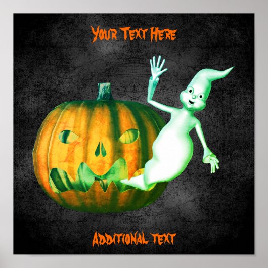 Halloween Ghost Jack O Lantern Schattige gepersona Poster (Voorkant)