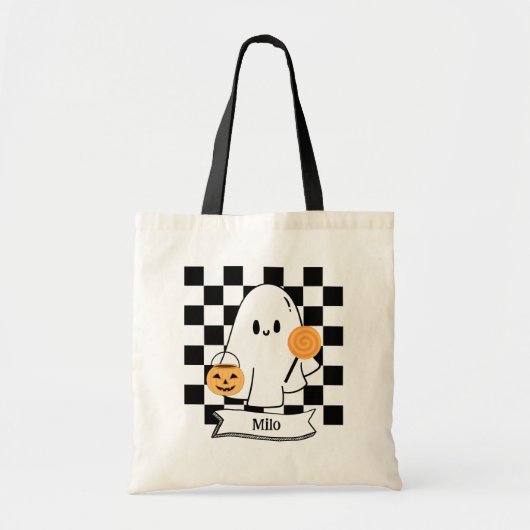 Halloween Ghost Kinder Snoep Canvas tas (Voorkant)