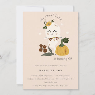 Halloween Ghost Little Boo Any Age Birthday Invite Bedankkaart