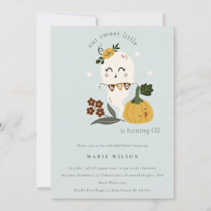 Halloween Ghost Little Boo Any Age Birthday Invite Bedankkaart