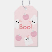 Halloween Ghost Meisje Pompoen Roze Verjaardag Cadeaulabel (Voorkant)