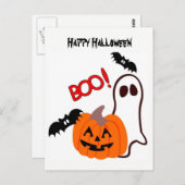 Halloween Ghost met pompoen Briefkaart (Voorkant / Achterkant)