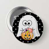 Halloween Ghost met Pumpkin Snoep Bucket Button (Voorkant /achterkant)
