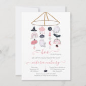 Halloween Ghost Mobile Baby Girl Shower Kaart (Voorkant)