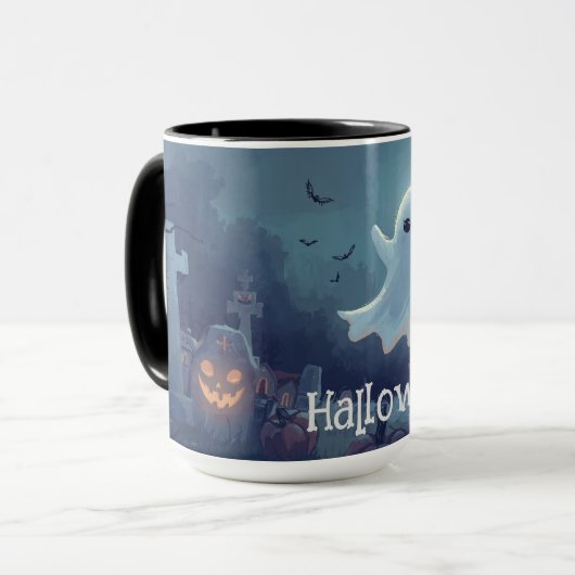 Halloween Ghost Mok | Spooky Coffee Cup | (Voorkant links)