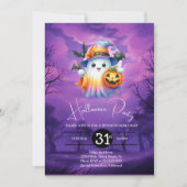 Halloween Ghost Neon Verjaardagsfeest Kaart (Voorkant)