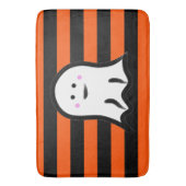 Halloween Ghost on Black and Orange Stripes Badmat (Voorkant Verticaal)