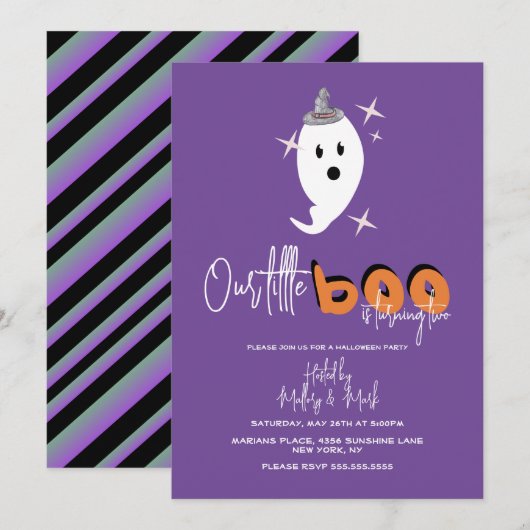 Halloween Ghost Our Little Boo Invitation Kaart (Voorkant / Achterkant)