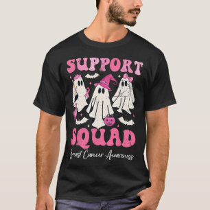 Halloween Ghost Pink Witch Pet Support Squad Breas T-shirt