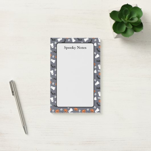 Halloween Ghost Pompoen Bat Grijs Sticky Post-it® Notes (Kantoor)