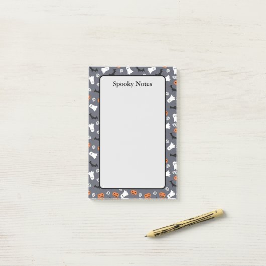 Halloween Ghost Pompoen Bat Grijs Sticky Post-it® Notes (Op bureau)