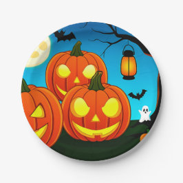 Halloween Ghost, Pompoenen, Vleermuizen Papieren Bordje