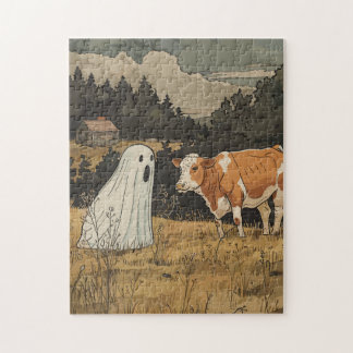Halloween Ghost Print Modern Farmhouse Puzzle