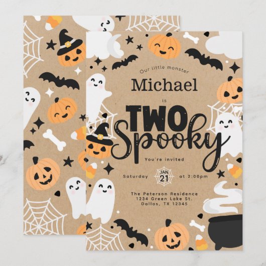 Halloween Ghost Pumpkin 2nd Birthday Party Kaart (Voorkant / Achterkant)