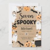Halloween Ghost Pumpkin 7th Birthday Party Kaart (Voorkant)