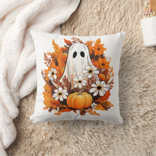 Halloween Ghost Pumpkin Daisy Floral Kussen