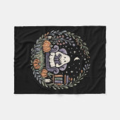 Halloween Ghost Reading Book Lover Tee Long Sleeve Fleece Deken (Voorkant (Horizontaal))