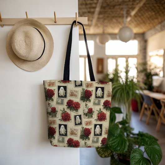  Halloween Ghost & Red Rose postzegel Draagtas