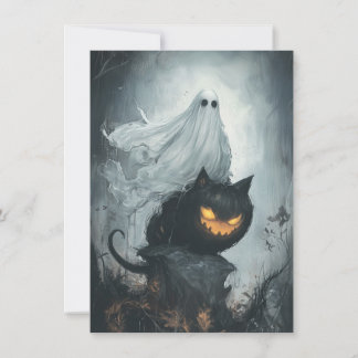 Halloween Ghost Rijden op een zwarte kat