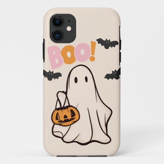 Halloween Ghost Roze en oranje ontwerp Case-Mate iPhone Case (Achterkant)